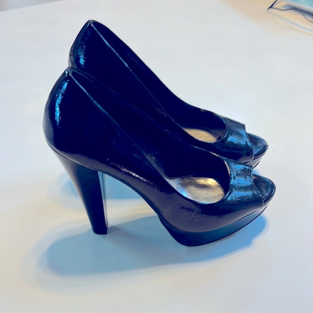Black peep toe stilettos